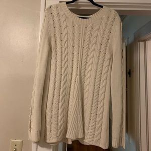 Cabi Cableknit Tunic Sweater, Cream, Size M
